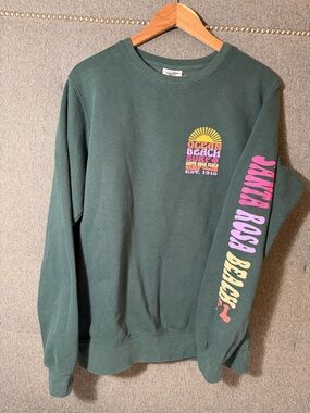 Pacific & Co. | 80s Ocean Beach Surf Crewneck Sweatshirt - Dark Green